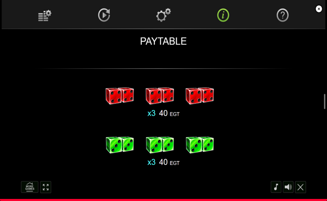 7 and crystals dice paytable 3