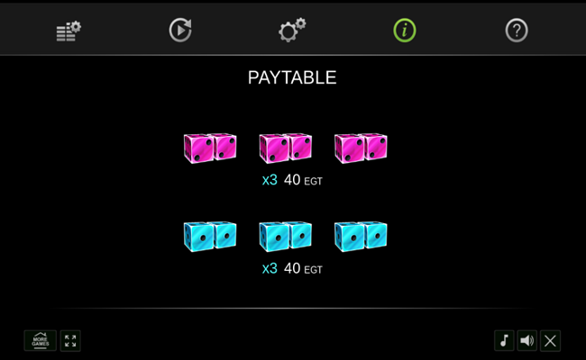 7 and crystals dice paytable 5