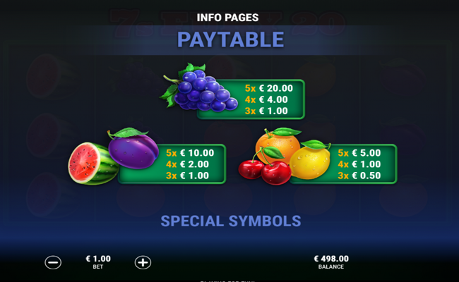 7s fury 20 paytable 1