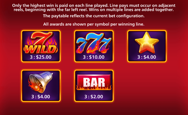 7s on fire deluxe paytable 1