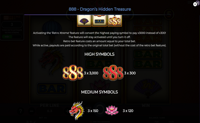 888 dragons hidden treasure paytable 1