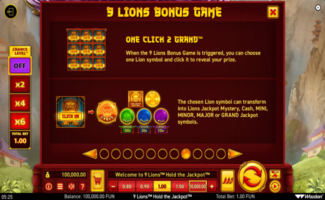 9 lions hold the jackpot symbol 8