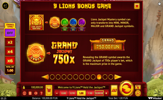 9 lions hold the jackpot symbol 9