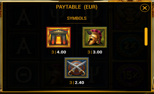 acropolis fortune paytable 2