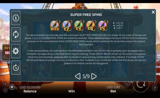 admiral wilds paytable 3