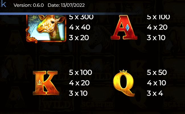african luck paytable 3