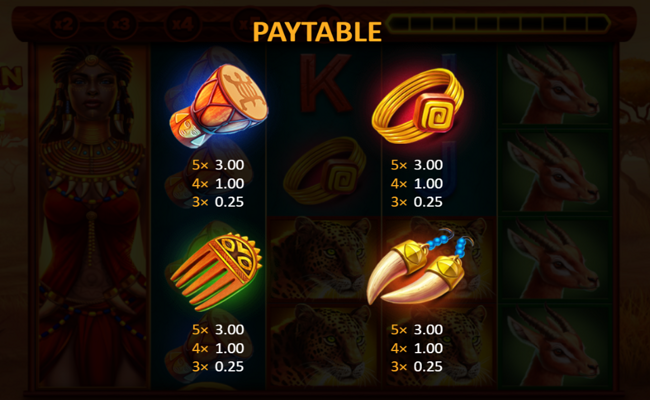 african spirit sticky wilds paytable 2