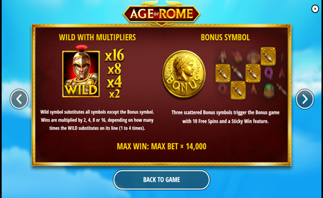 age of rome paytable 2