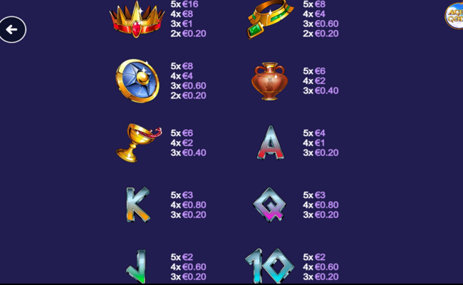 age of the gods amazon wild paytable 2