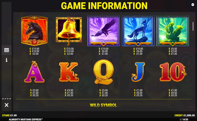 almighty mustang express paytable