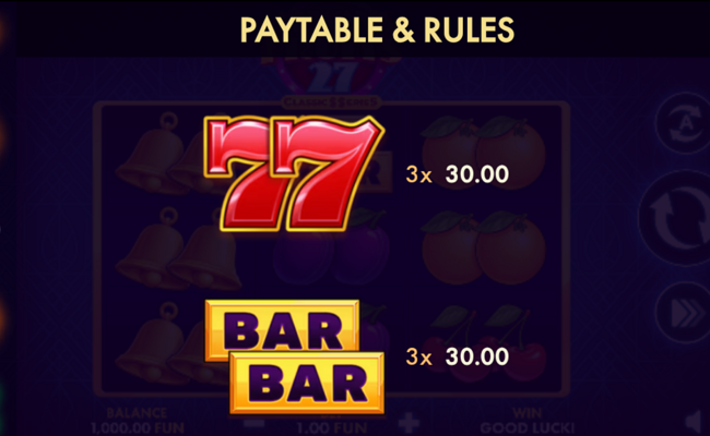 always fruits 27 classic series paytable 1