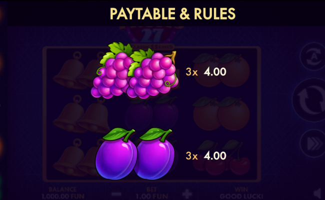 always fruits 27 classic series paytable 3