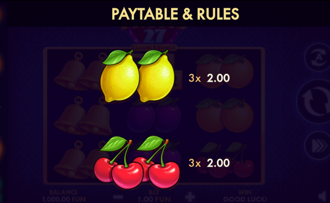 always fruits 27 classic series paytable 5