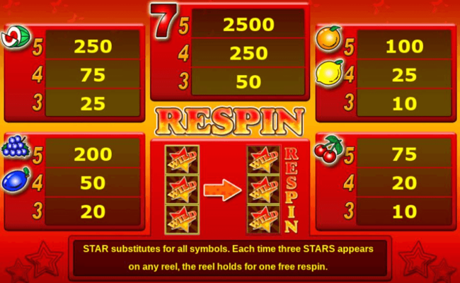 amatic industries wild stars paytable