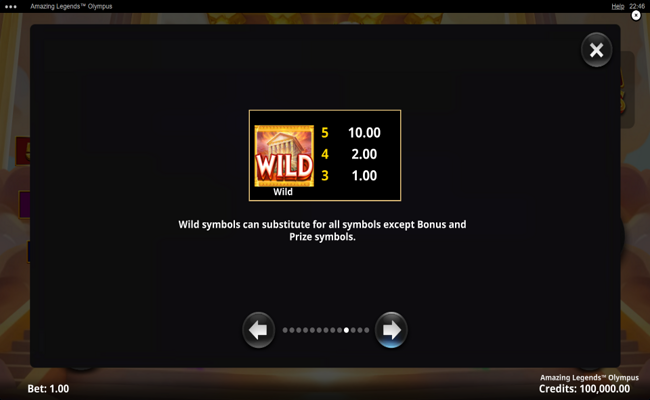 amazing legends olympus paytable 1