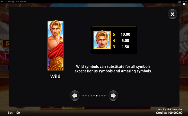 amazing link hercules paytable 1