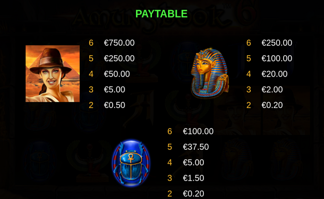 amuns book 6 paytable 1