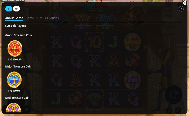 anubis vs horus twin titans paytable 1