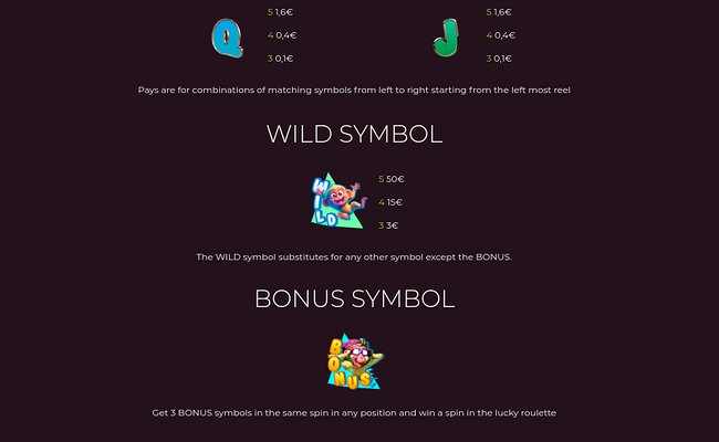 ape frenzy paytable 2