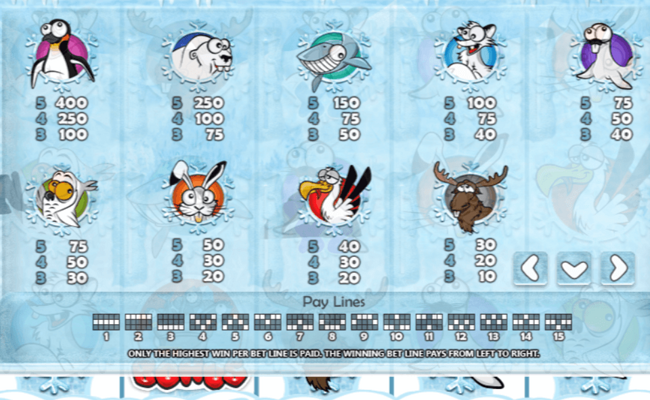arctic wild paytable 2