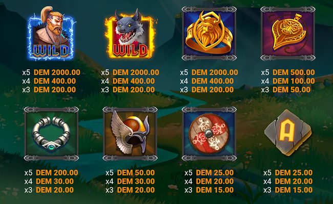 asgard legends paytable 1