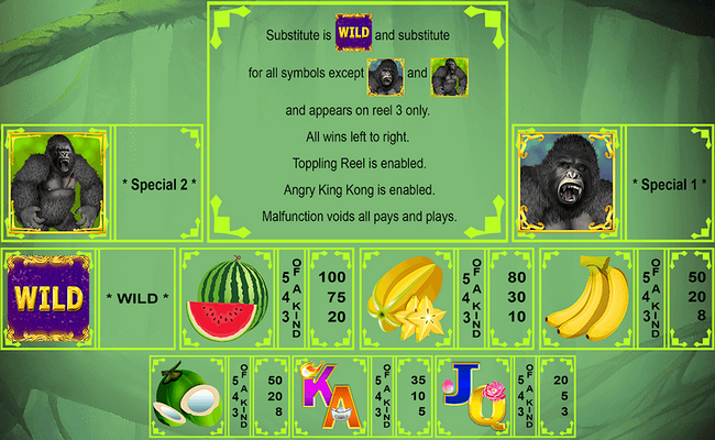 august gaming king kong paytable