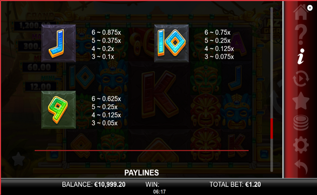 aztec gigablox paytable 3