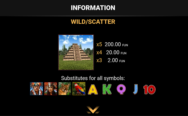 aztec glory buy bonus paytable 1