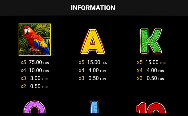 aztec glory buy bonus paytable 3