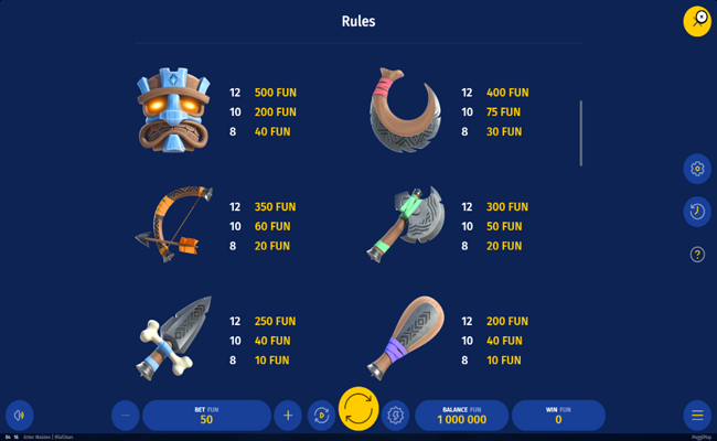 aztec maiden paytable 2