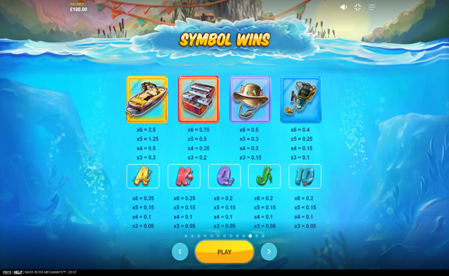 bass boss megaways paytable