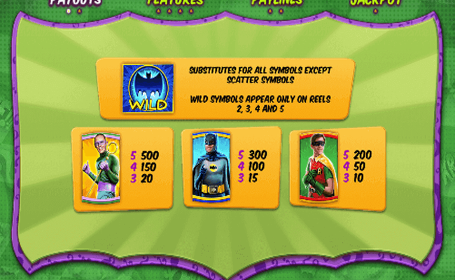 batman and the riddler riches paytable