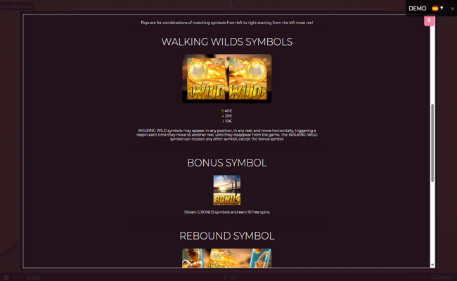 beach volley paytable 2