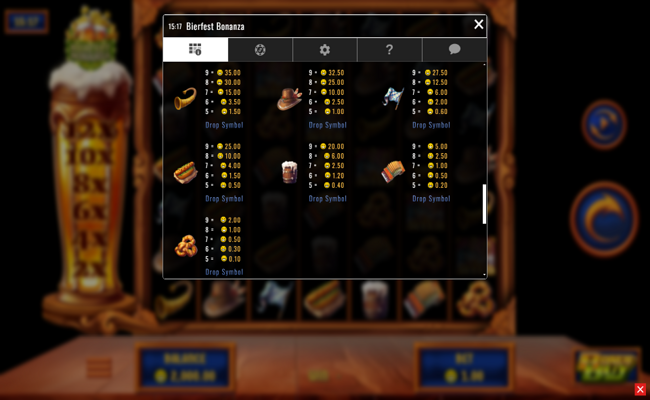 bierfest bonanza paytable