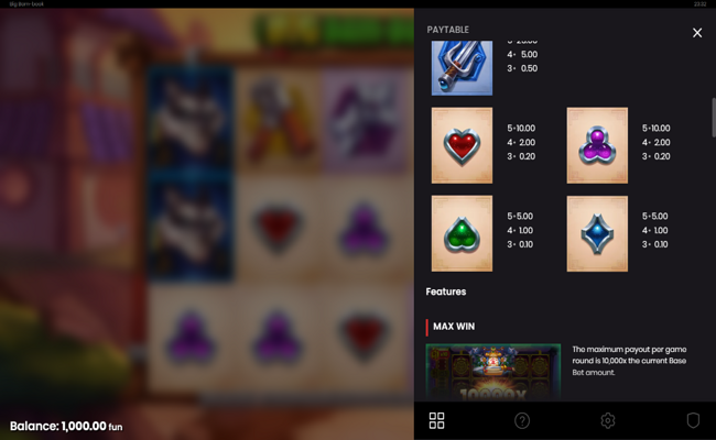 big bam book paytable 3