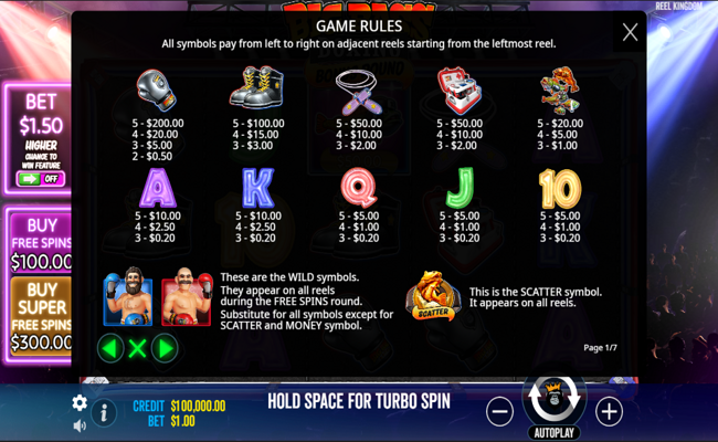 big bass boxing bonus round paytable