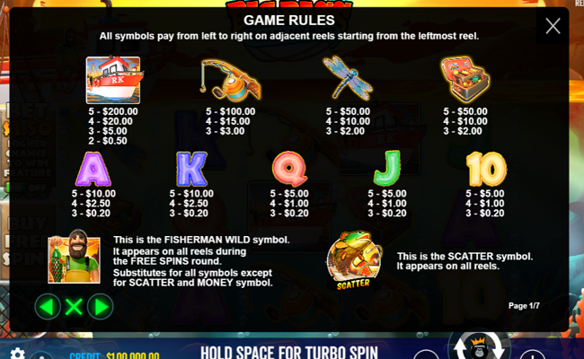 big bass floats my boat paytable