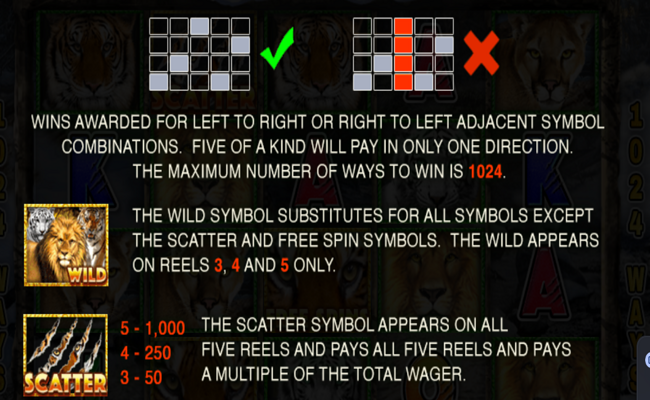 big cats paytable 1