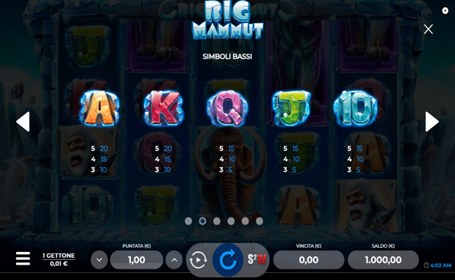 big mammut paytable 1
