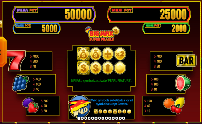 big max super pearls paytable