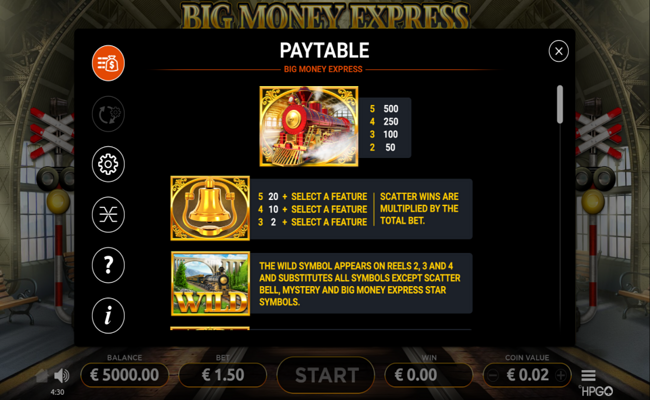 big money express paytable 1
