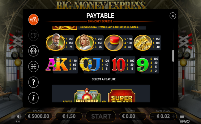 big money express paytable 2