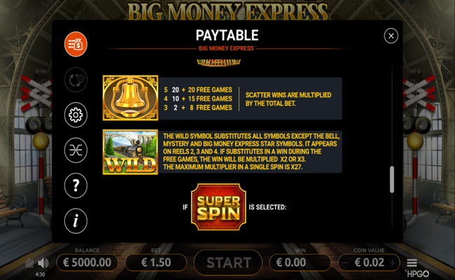 big money express paytable 3