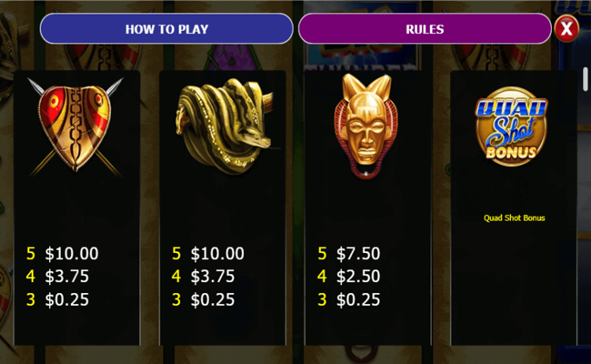 big thunder quad shot paytable2