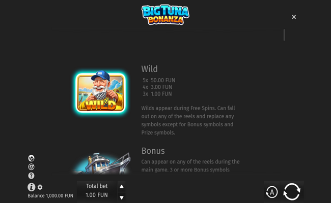 big tuna bonanza paytable 1