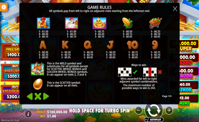 bigger barn house bonanza paytable 1