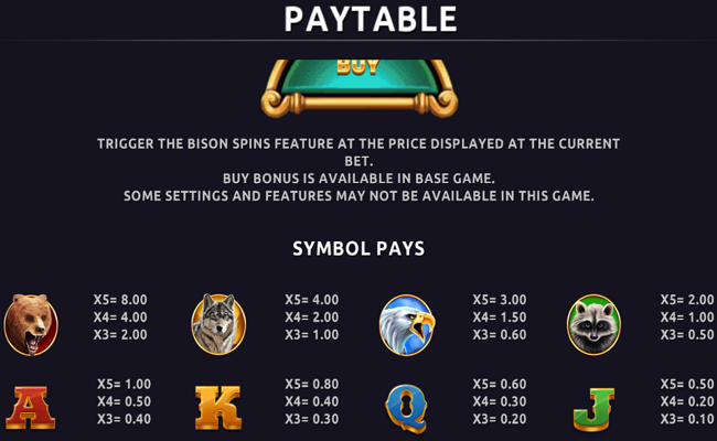bison boom paytable 2