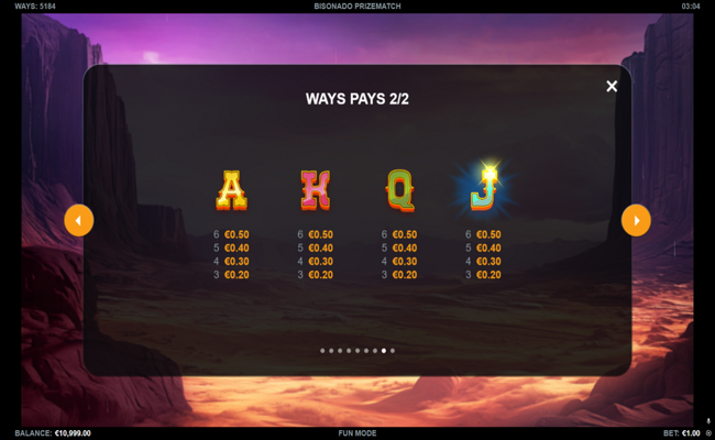 bisonado prizematch paytable 2