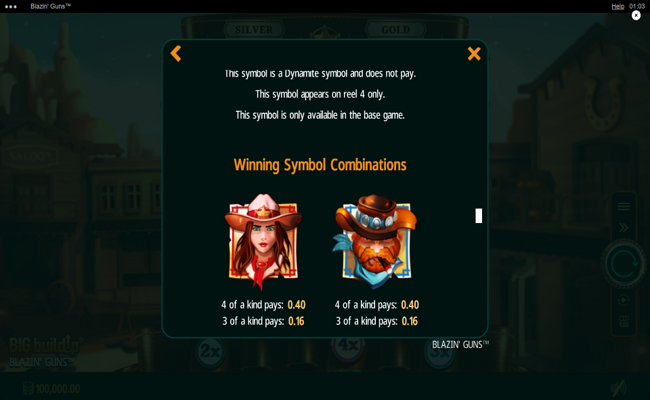 blazin guns paytable 1