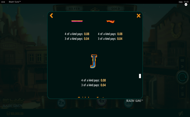 blazin guns paytable 6